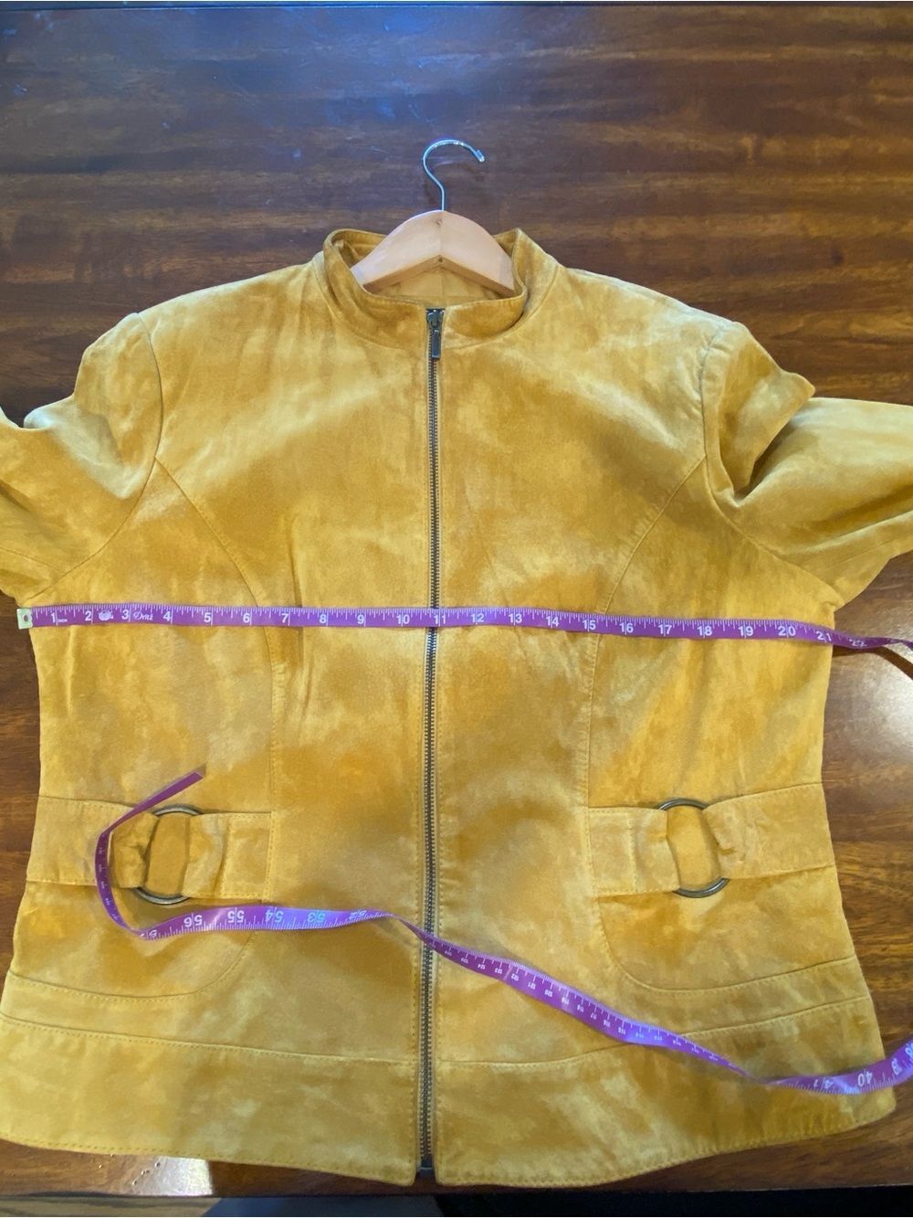 Vintage Y2K Genuine Suede Jacket womens sz 14 100% leather Buckle full zip honey - Picture 10 of 12